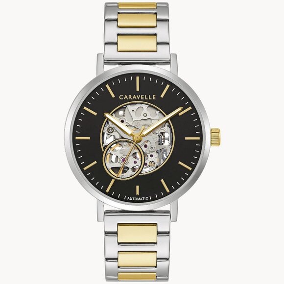Bulova Men's Dress Full Skeleton Automatic Silver Gold Watch 39MM 45A152 - Picture 1 of 4